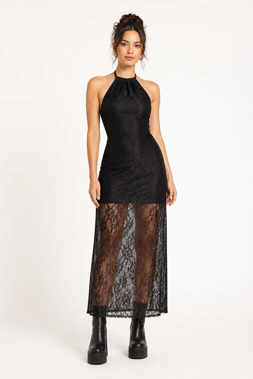 Mesh Halter Maxikleid — 1
